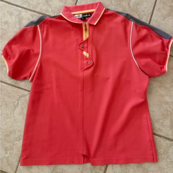 Jamie Sadock Coral Polo Shirt with Yellow Accents - Picture 3 of 4